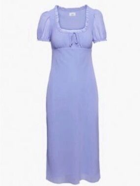 Aritzia Windfall Dress Small Wilfred Soft Iris Midi NWT Ruffled Purple Blue NEW